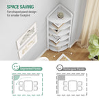 Corner Shelf Stand 6-Tier with Metal Frame, Industrial Corner Bookshelf Plant Shelf for Living Room Bathroom Kitchen, White