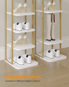 Hzuaneri Shoe Rack, 39.8" H Freestanding Vertical 6‑Tier Adjustable Storage Organizer, Space‑Saving Footwear Storage for Small Spaces, White & Gold