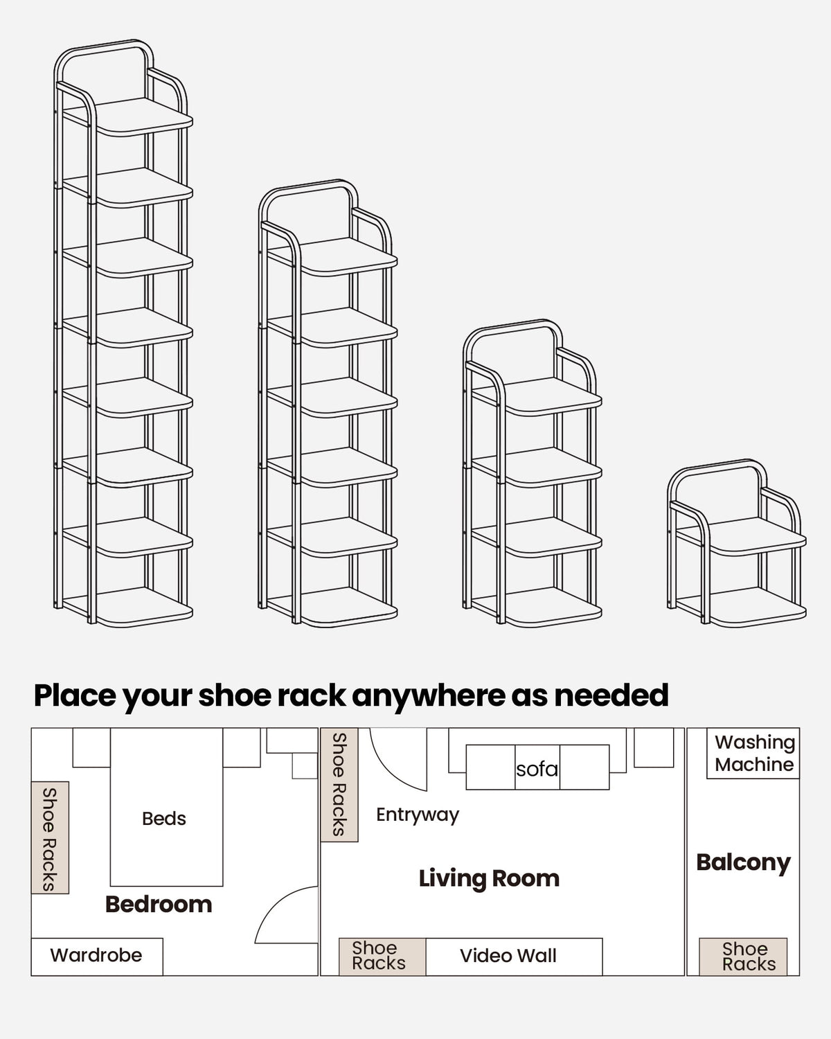 Hzuaneri Shoe Rack, 39.8" H Freestanding Vertical 6‑Tier Adjustable Storage Organizer, Space‑Saving Footwear Storage for Small Spaces, White & Gold