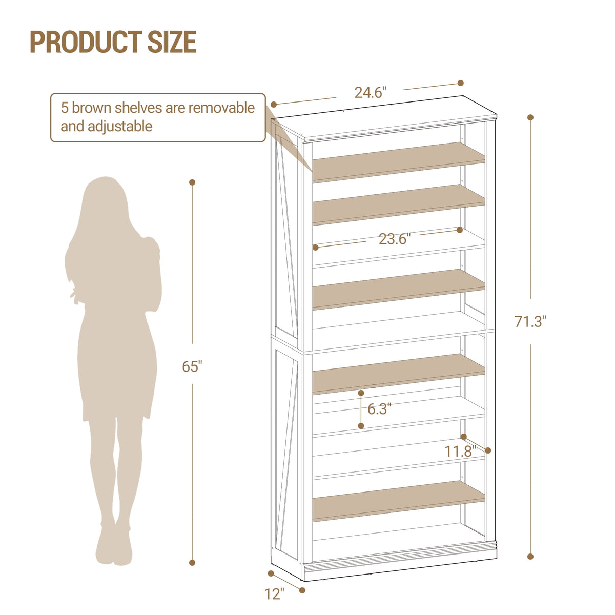 Hzuaneri 71.3" Tall Farmhouse Freestanding Wooden Shoe Storage Cabinet, 10‑Tier Cube Shoe Organizer, Holds 36‑40 Pairs of Shoes, Storage Solution for Entryway & Living Room, White
