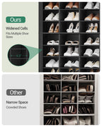 Hzuaneri Shoe Storage Cabinet, 13 Tier Tall Shoe Cabinet with Cubby, Wooden Shoe Rack Organizer, 52 Pairs, for Entryway, Hallway, Bedroom, Black
