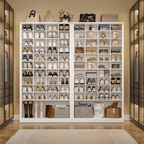 Hzuaneri 11-Tier Shoe Storage Cabinet, 37.6 in Wide Wooden Shoe Rack with 40 Cubbies, Tall Freestanding Shoe Organizer for 40-44 Pairs, Easy Assembly Shoe Cabinet for Closet, Entryway, Living Room, White