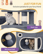Cat Tree, 62.6‑Inch Tall Multi‑Level Cat Tower for Indoor Cats with Scratching Posts, Platforms, Cat Caves and Basket, Dark Gray