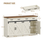 Hzuaneri Sideboard, Buffet Cabinet with 2 Drawers, 4 Doors SC94814X Kitchen Cabinet Country Style Kitchen Living Room 40 x 140 x 80 cm Vintage White Honey Brown