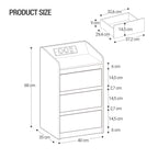 Hzuaneri Nightstand with Charging Station & LED, 3 Drawers, 2 AC Outlets & 2 USB Ports, White