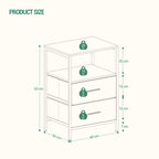 Hzuaneri Bedside Table Set of 2 with 2 Fabric Drawers & Shelf, Nightstand for Bedroom and Living Room, White