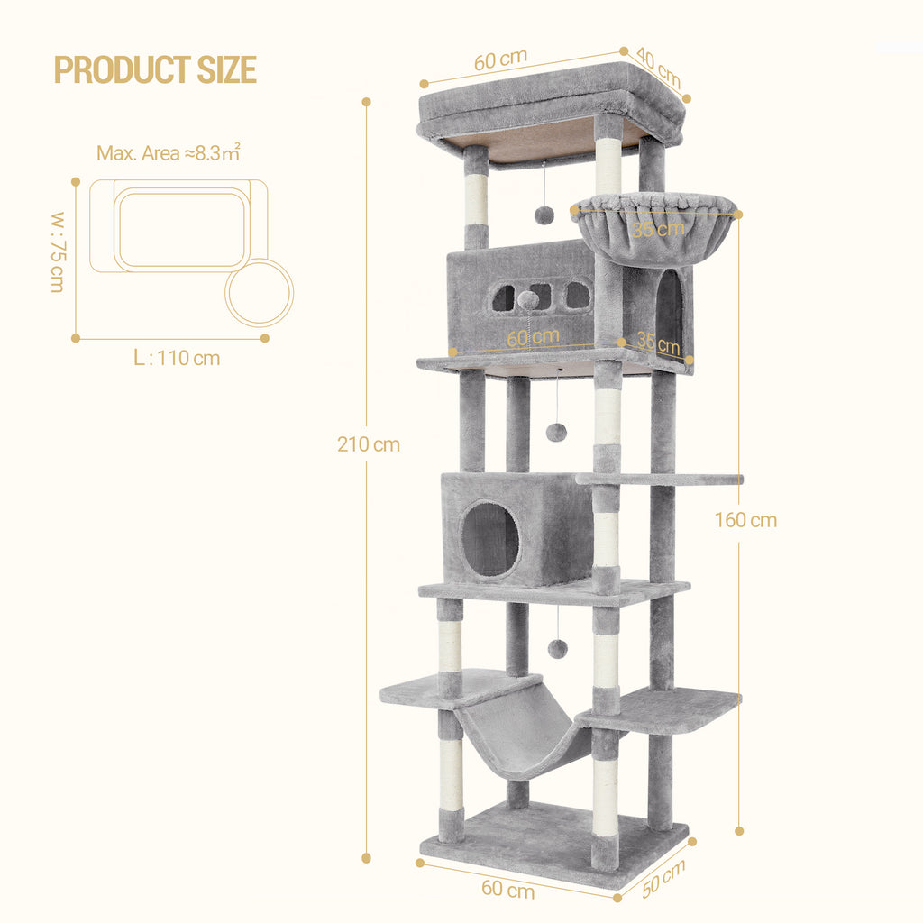 Hzuaneri Cat Tree,  Large Cat Tower for Indoor Cats, Multi-Level Cat House with Condo