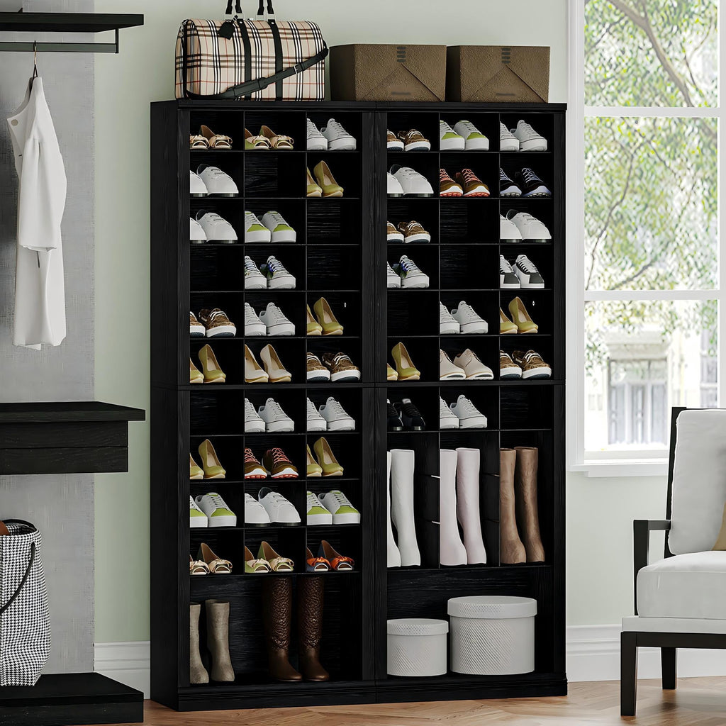 Hzuaneri 11-Tier Shoe Storage Cabinet, Wooden Shoe Rack with 30 Cubbies, Tall Freestanding Shoe Organizer for 30-33 Pairs, Easy Assembly Shoe Cabinet for Closet, Entryway, Living Room