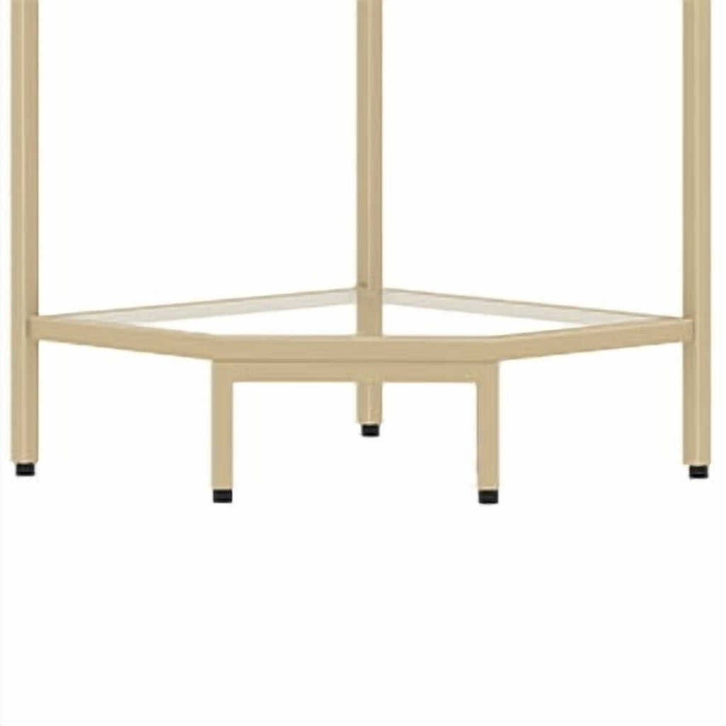 Corner Shelf Stand 6-Tier with Tempered Glass Shelves, Modern Glass Bookshelf Bookcase for Living Room Bathroom Kitchen, Gold