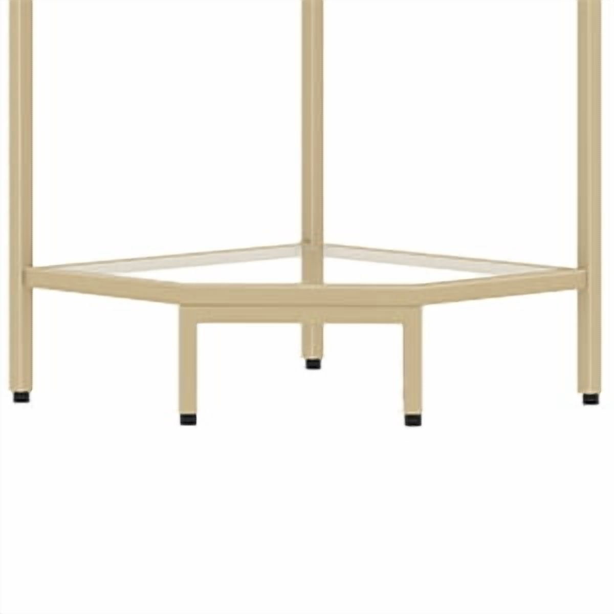 Corner Shelf Stand 6-Tier with Tempered Glass Shelves, Modern Glass Bookshelf Bookcase for Living Room Bathroom Kitchen, Gold