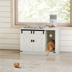 Hzuaneri 31.5" Cat Litter Box Enclosure, Hidden Cabinet Furniture with Bell for Indoor Cat, Farmhouse Style, White