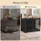 46.9" XXL Wooden Dog Crate,Barn Door Anti-Chew, Indoor End Table Style,Black