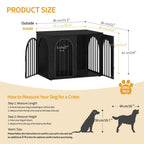 Hzuaneri Wooden Dog Crate Furniture, 31.5" Indoor Dog Kennel with Cushion, Dog Cage for Small Medium Dogs, Decorative Pet House Side End Table, Chew-Resistant, Black