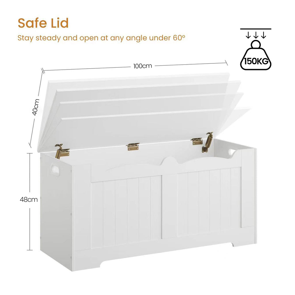 Hzuaneri Storage Bench, Storage Seat, Storage Chest with 2 Sturdy Hinges, White