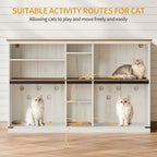 Double Cat Litter Box Enclosure with Storage, Hidden Cabinet for 2 Cats, Rustic Brown and White