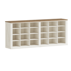 Hzuaneri Shoe Storage Bench, 59"W Farmhouse Widened Wooden Entryway Cubby Organizer with Compartments for Cloakroom & Entryway, Antique White