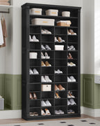Hzuaneri Shoe Storage Cabinet, 13 Tier Tall Shoe Cabinet with Cubby, Wooden Shoe Rack Organizer, 52 Pairs, for Entryway, Hallway, Bedroom, Black