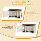 Hzuaneri 39.4 inch Cat Litter Box Enclosure, Hidden Litter Box Furniture Cabinet with Cushion for Cat, Wooden Cat House Reversible Entrance Left or Right Side, Rustic White and Brown