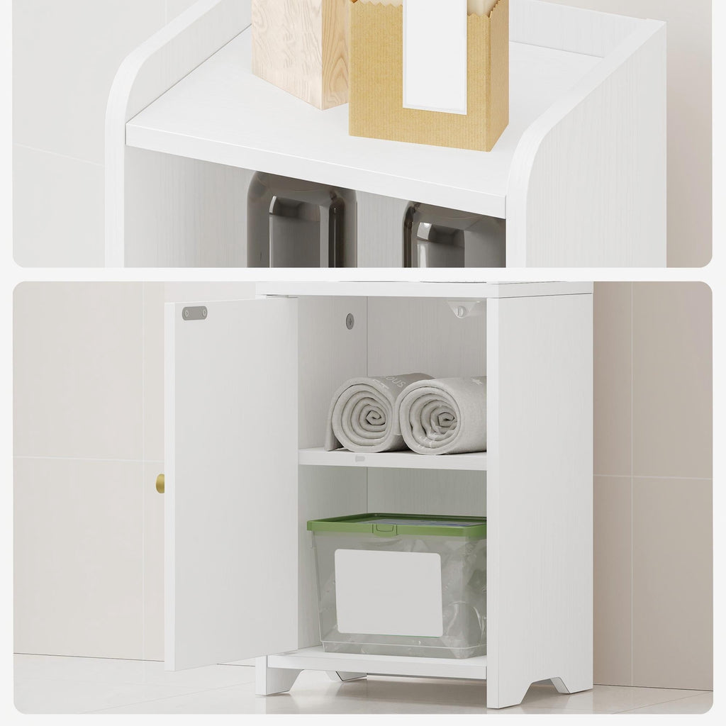 Hzuaneri Bathroom Storage Cabinet, 29.5" Tall Small Corner Freestanding Floor Cabinet with Doors & Adjustable Shelf for Small‑Space Use, White