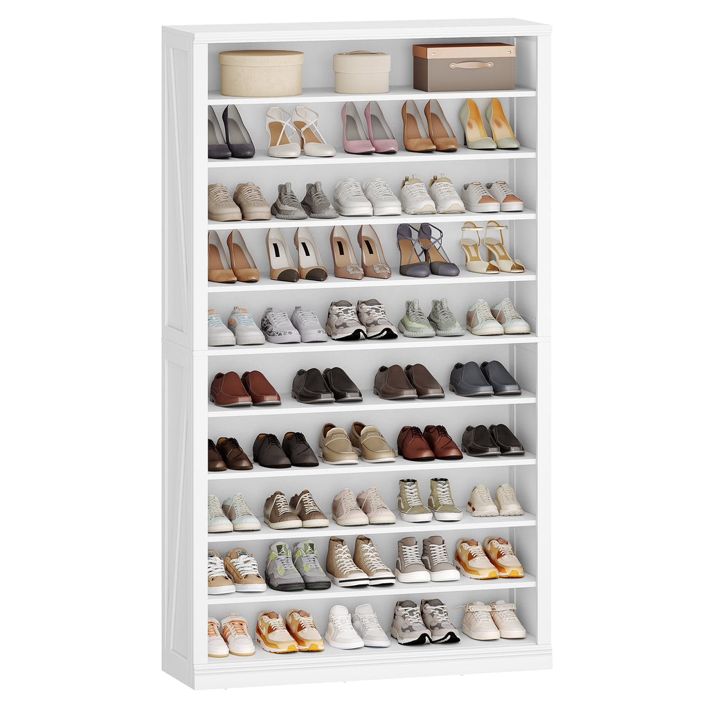 Hzuaneri 71.3"H Large Freestanding Farmhouse Shoe Storage Cabinet, Indoor Entryway & Living Room Shoe Organizer with Adjustable Shelves, 10‑Tier Shoe Cubby Unit Holds 46‑50 Pairs as Home Storage Furn