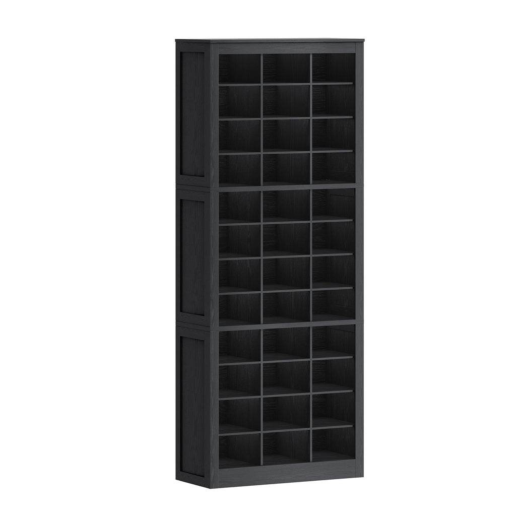 Hzuaneri 12-Tier Shoe Storage Cabinet, Wooden Tall Shoe Rack Organizer, Holds Up to 36 Pairs of Shoes, Shoe Storage Organizer for Closet, Entryway, Dorm, Bedroom, Black