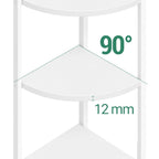 Corner Shelf Stand 6-Tier with Metal Frame, Industrial Corner Bookshelf Plant Shelf for Living Room Bathroom Kitchen, White