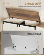 Storage Bench 58" with Double Drawers, Farmhouse Storage Trunk for Entryway and Bedroom, Antique White