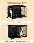 Hzuaneri 44 Inch Dog Crate Furniture, XL Indoor Dog Kennel for Large Dog with Barn Door, Heavy Duty Wooden Dog Cage as TV Stand & End Table, Black