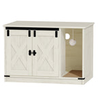 Hzuaneri 31.5" Cat Litter Box Enclosure, Hidden Cabinet Furniture with Bell for Indoor Cat, Farmhouse Style, White
