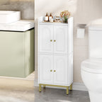 Hzuaneri Bathroom Storage Cabinet, 32.7" H Freestanding Multi‑Room Floor Organizer with 4 Doors & Adjustable Feet for Living Room, Kitchen & Compact Spaces, White