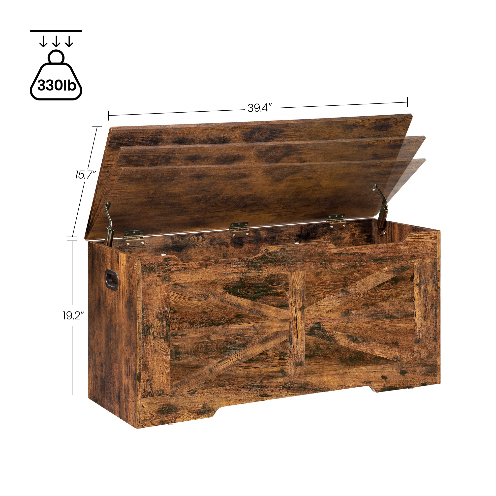 Hzuaneri Storage Chest, Storage Bench, Wooden Blanket Box Trunk with 2 Hinge, Lift-Top Organizer Chest, Shoe Bench for Hallway, Bedroom, Living Room, 40 x 100 x 48 cm, Rustic Brown SB03401X