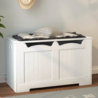 Hzuaneri Storage Bench, 40 x 76 x 48 cm, White – Bench with Storage and 2 Sturdy Hinges; Storage Unit for Hallway, Bedroom, Living Room SB04403X