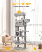 Hzuaneri Cat Tree,  Large Cat Tower for Indoor Cats, Multi-Level Cat House with Condo